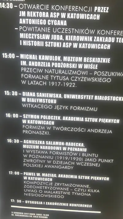Ogólnopolska konferencja naukowa — Czy można zlokalizować aortę formizmu? — 6