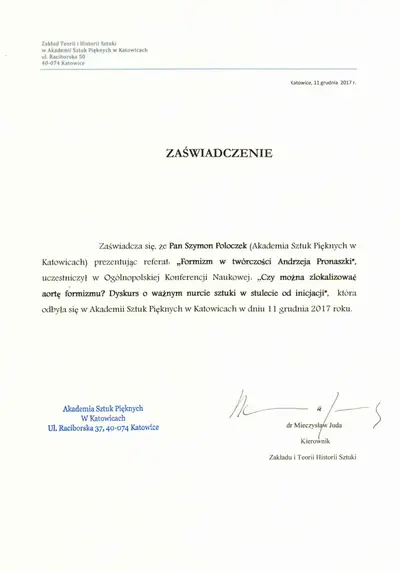 Ogólnopolska konferencja naukowa — Czy można zlokalizować aortę formizmu? — 4